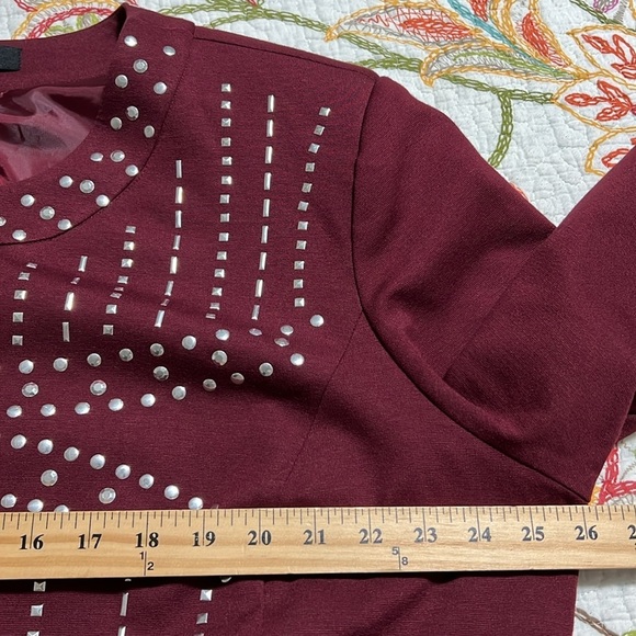 ASHLEY STEWART size 24 studded peplum full zip purple plum jacket long sleeve - Picture 6 of 11